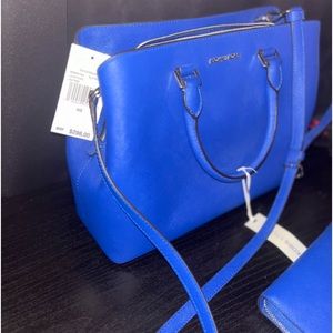 Electric blue Michael Kors purse & wallet. Never used with original tags.